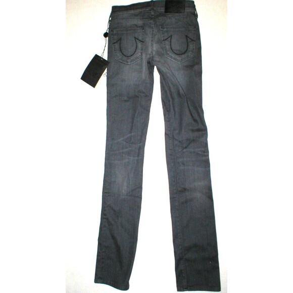 New Womens True Religion Brand Jeans Cora Metal Studs Destroyed Black NWT USA 24 - Picture 3 of 6